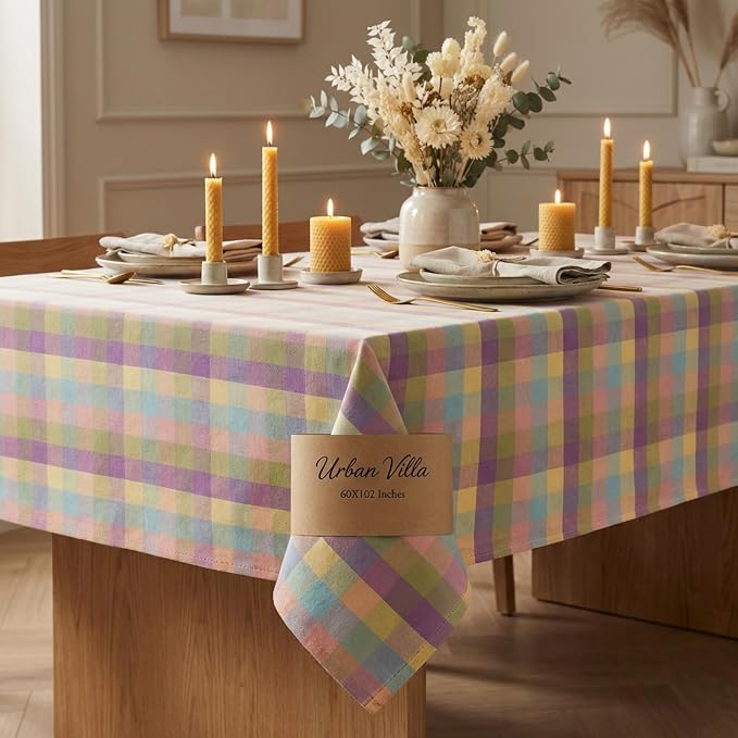Urban Villa Tablecloth Cotton Tabletop 60x102 (8-10 Seats) Easter Checks