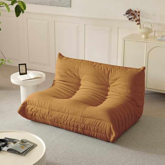 Luxury Sofa Couch Chair, Lazy Floor Seating, Fireside Bean Bag Chair, Ergonomic Tatami Sofa Lounger for Living Room, Bedroom, Office, Loveseat, Brown