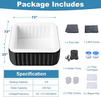 NAIZEA Inflatable Hot Tub - Outdoor Hot Tubs 4 to 6 Person, Portable Blow Up Spa Square Portable Hot Tub, 130 Soothing Bubble Air Jets, Cover, 2 Filter, 240 Gallon,73x73x25 in