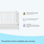 Graco Teddi 5-in-1 Convertible Crib with Drawer (White) – GREENGUARD Gold Certified, Crib with Drawer Combo, Full-Size Nursery Storage Drawer, Converts to Toddler Bed, Daybed and Full-Size Bed