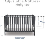 Delta Children Heartland 4-in-1 Convertible Crib - Greenguard Gold Certified, Charcoal Grey