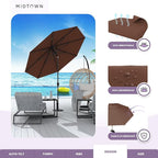 Midtown Umbrellas Sunbrella Umbrella 8 Feet Outdoor Umbrella With Sunbrella Bay Brown Acrylic Fabric - Auto-Tilt Aluminum Frame Patio Umbrella For Backyard, Deck, Garden, Pool - Black Pole