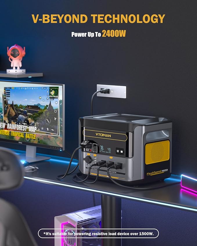 VTOMAN FlashSpeed 1500 Portable Power Station with 200W Pro Solar Panel - 1548Wh/1500W(3000W Peak) Solar Generator with LiFePO4 Battery, 100W USB-C, 60 Min Fast Charging 0-80% for Camping, Backup