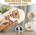VOK 4 Gallon Trash Bags with Capybara Printed, Drawstring Small Garbage Bags, Tear-Resistant & Odor-Control Bathroom/Kitchen Trash Can Liners, Bathroom Trash Bags with Secure Tie, 100 Counts
