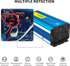 Yinleader 3500 Watt Pure Sine Wave Power Inverter 12V DC to 110V/120V AC Converter for Family RV Camping Boat Emergency/4 AC Outlets and LCD Display, Remote Controller