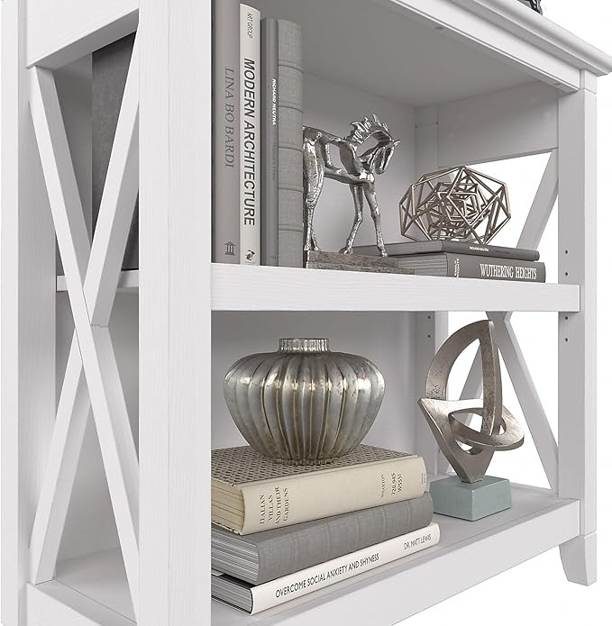 Bush Furniture Key West 2-Shelf 30-inch H Small Bookcase, Pure White Oak (KWB124WT-03)