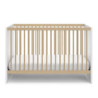 Storkcraft Calabasas 3-in-1 Convertible Crib (White with Driftwood) – GREENGUARD Gold Certified, Fits Standard Crib Mattress, Converts to Toddler Bed, Modern Style, Easy 30-Minute Assembly