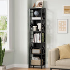 YITAHOME Narrow Bookshelf, 5-Tier Industrial Book Shelf Storage Rack, Display Shelves Stand Etagere for Small Spaces, Open Bookcase for Bedroom Living Room Bathroom Kitchen, Black