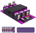 Commander Deck Box for MTG, 6-Deck Modular Card Case with Dice Tray Holds 600+ Double-sleeved Cards, Removable Trading Cards Storage Box with 35PT Magnetic Card Holders for TCG, Black Purple