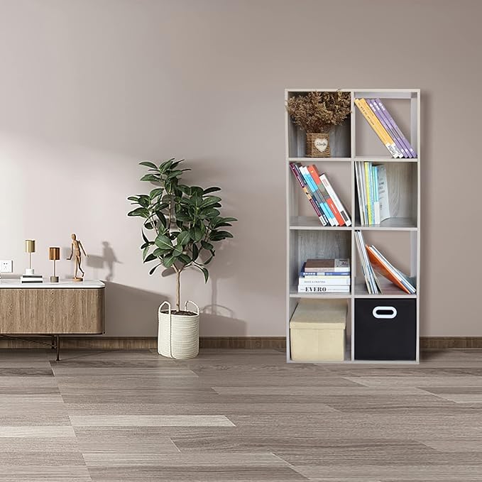 PACHIRA E-Commerce Cubby Storage Organizer, 8 Cube Unit Shelf, Closet Cabinet, DVD Rack Bookshelf File Organizer Rack in Study, each cube 28.5 cm, OAK GREY