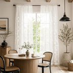White Sheer Curtains 84 inches Long Leaves Embroidered Window Curtain Sheer Voile Panels for Living Room & Bedroom, 54x84, Two Panels | Delicate Stitch Detail, Airy Fabric Feel, Soft Natural Light, for Living Room and Dining Room