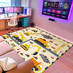 Construction Play Mat Car Rug Play Mat Construction Rugs for Boys Room Car Rug for Boys Room Construction Decor for Boys Room Playroom Rug for Livingroom 5'×7'