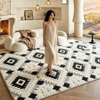 Washable Area Rug 6′6″ × 9′10″ for Living Room Bedroom, Bohemia | Soft Cozy Fluffy Mid Pile Machine Washable Non Slip Boho Modern Accent Rug for Dining Room Nursery Kids Room Dorm Hotel