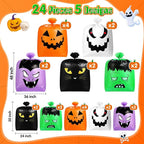 Qilery 24 Pcs Halloween Leaf Lawn Bags Plastic Pumpkin Trash Bags for Leaves with Twist Ties for Halloween Yard Garden Outdoor Party Favors Decorations