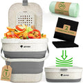 AIRNEX Collapsible Compost Bin Kitchen Counter Caddy - 1 Gallon Countertop Compost Bin with Lid Made of Wheat Straw - Odorless Kitchen Compost Bin Countertop with 20 Compost Bags and 2 Carbon Filters