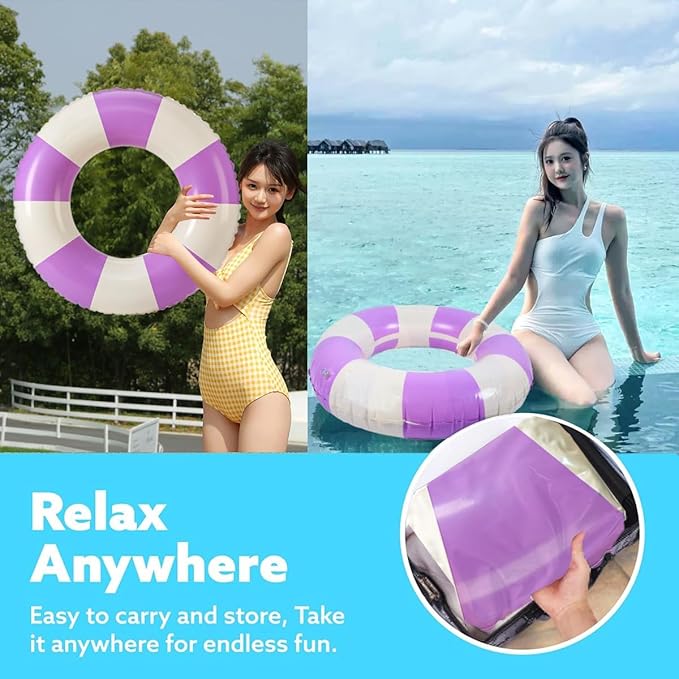4PCS Floats for Adults Rings Striped Pool Float Large Swim Ring for Adults,30 Inch Classic Striped Teens Adult Inner Tubes Summer Beach Bachelorette Party