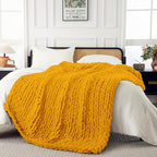Ultra Soft Chunky Knit Blanket Throw -40x50 Hand Knitted Warm Chenille Throw Blanket, Home Decor Soft Thick Yarn Cable Knit Blanket Breathable Fleece Banket Christmas for Couch Bed Sofa Best GIF