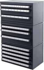 VEVOR Drill Bit Dispenser Cabinet Set, Three-Drawer for 1/16" to 1/2" & Letter Sizes A to Z, Five-Drawer Drill Bit Organizer for Wire Gauge Sizes #1 to #60, 3 Pieces