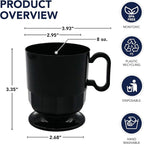 Party Essentials 8-Ounce Hard Plastic Coffee Cup/Tea Mug with Handle, 20-Count, Deluxe Black