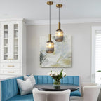 KCO Farmhouse Small 5.1” Smoke Gray Ribbed Cylinder Glass Pendant Light | E26 Bulb Hardwired, Adjustable Cord MCM Vintage Ceiling Hanging Lamp for Sloped Ceiling Kitchen Island Dining Room Bedroom