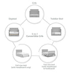 STORKCRAFT Homestead 5-in-1 Convertible Crib with Drawer (Pebble Gray) – GREENGUARD Gold Certified, Crib with Drawer Combo, includes Nursery Storage Drawer, Converts to Toddler Bed and Full-Size Bed