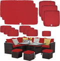 ClawsCover 13Pack Outdoor Seat and Back Cushions Replacement Covers Fit for 7Pieces Wicker Rattan Patio Furniture Set Sectional Couch with Dining Table and Ottoman,Red-Include Cover Only