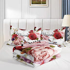 Butterfly Comforter Set for Girls Kids Adults Watercolor Butterfly Rose Bedding Set Aesthetics Butterflies Quilt Duvet Set Full Size with 1 Comforter and 2 Pillowcases