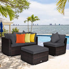 ClawsCover 9Pack Outdoor Seat and Back Cushions Replacement Covers Fit for 5 Pieces 4-Seater Wicker Rattan Patio Conversation Set Sectional Couch Furniture,Dark Gray-Include Covers Only (Large)