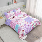 Datura home Kids Comforter Set Mermaid Scale Butterfly Printed Pattern Bedding Set with 1 Comforter and 2 Pillowcases for Girls Boys Bedroom All Season(Mermaid1 Twin)