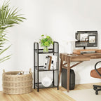Bookshelf Storage Shelf Bookcase Freestanding Storage Stand for Living Room, Bedroom, Kitchen, Rust Resistance, Easy Assemblyl Free Combination Multi-Functional Organizer (3 Tiers, Black)