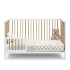 Graco Teddi 5-in-1 Convertible Crib (White with Driftwood) – GREENGUARD Gold Certified, Converts to Daybed, Toddler & Twin Bed with Headboard and Footboard, Adjustable Mattress Height