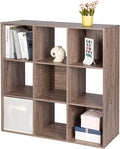 PACHIRA US 9 Cube Storage Organizer, Wood Display Shelf, Free Standing Cubby Bookcase Cabinet Divider Bookshelf for 11 Inch Storage Basket, Rustic Brown Oak