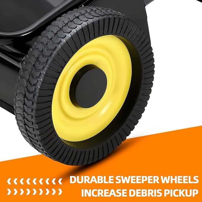GAOMON 50'' Tow Behind Lawn Sweeper,Pull Behind Lawn Sweeper,with 26 Cu. Ft. Large Capacity Leaf Collector,Adjustable Sweeping Height for Yard, Lawn, Farm