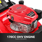 PowerSmart Self Propelled Gas Lawn Mower, 22 in. 170cc OHV Engine 2-in-1 Rear Wheel Drive, High Wheels, 6-Position Height Adjustment