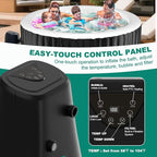 DoCred 2-4 Person Inflatable Hot Tub, 71" X 71" X 25" Round Blow up Portable Hot tub with 120 Bubble Jets, Large Outdoor Spa Bathtub Set Included Heater Pump, Insulated Cover and Filter