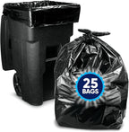 95-96 Gallon Trash Bags Heavy Duty (25 Bags w/Ties Value pack) Extra Large Trash Bags, 90 Gallon, 95 Gallon, 96 Gallon, 100 Gallon