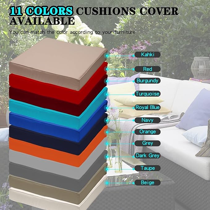 ClawsCover 14Pack Outdoor Patio Seat and Back Cushions Replacement Covers Fit for 7Pieces 6-Seater Wicker Rattan Sectional Couch Chair Furniture Set,Cream-Include Cover Only (Large)