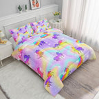Datura home Unicorn Rainbow Comforter Bedding Set for Girls Kids Children Teens,Sky Glitter Star Colorful Bedding Set with 1 Comforter and 2 Pillowcases(Unicorn3 Twin)