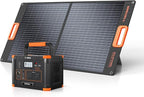 519Wh Outdoor Solar Generator with 100W Portable Solar Panel 20V, Portable Power Station 500W(Peak 1000W) Backup Battery Pack Solar Kit for RV/Van Camping Fishing Climbing Road Trip Home Emergency