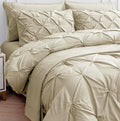 LANE LINEN King Comforter Set, 7 Piece King Size Bedding Set, Pintuck King Size Comforter Set with Sheets, Pillowcases & Shams, Soft King Bed in a Bag Set, King Size Bedding Set, King Bed Set - Linen