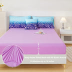 PERFEMET 6Pcs Full Size Comforter Sets for Girls Blue Purple Ombre Rainbow Kids Bedding Set Colorful Tie Dye Glitter Teen Girls Bedroom Decor Bed in A Bag