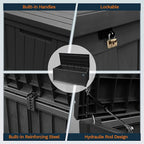 Heavy Duty Storage Box,230 Gallon Black Outdoor Storage Box is Made of Resin for Outdoor, Patio or Indoor Use.
