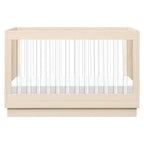 Babyletto Harlow Acrylic 3-in-1 Convertible Crib with Toddler Bed Conversion Kit in Washed Natural with Acrylic Slats, Greenguard Gold Certified