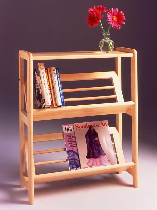 Winsome Mission Beech Wood 4-Tier Bookshelf With Slanted Shelf, Natural (82430)