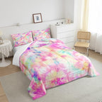 Erosebridal Kids Tie Dye Comforter Set, Bohemian Batik Down Comforter Twin Size, Boho Psychedelic Bedding Comforters for Children Girls Boys Teens Bedroom, Trippy Tattoo Watercolor Quilted Duvet