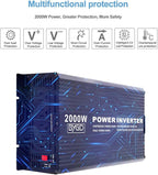 BYGD 2000W Power Inverter 12V DC to 110V AC Inverter Converter with 4 AC Outlets Dual 2.1A USB Ports for Home, RV, Boat, Truck, Off-Grid Solar System