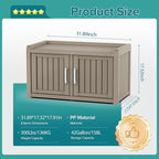 ROJIK Shoe Cabinet Waterproof UV-Resistant,Storage Bench Indoor Outdoor with Adjustable Shelves,for Entryway Bedroom,Hallway,Living Room(Double Door,Grey)