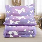 Tailor Shop Butterfly Comforter Sets Twin Size,Purple Butterfly Bedding Sets for Girls Kids Teens with 1 Pillowcase…