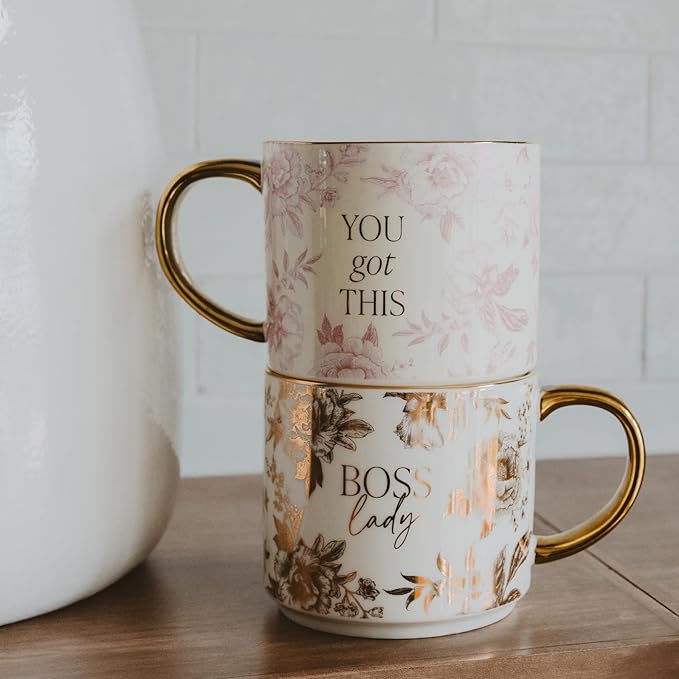 Sweet Water Decor You Got This Gold Handle Coffee Mugs - 17oz Cute Coffee Mugs for Hot & Cold Drinks - Spring Home Decor and Gift - Ideal Tea & Espresso Cups