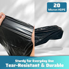 30-35 Gallon Trash Bags 100 Count, 20 Micron HDPE, Durable & Tear-Resistant Trash Can Liners, Large Black Garbage Bags for Household waste, kitchen waste, yard trash & packing leaves